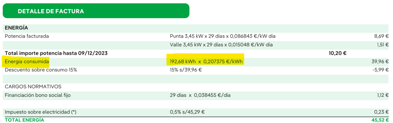 Factura de Iberdrola