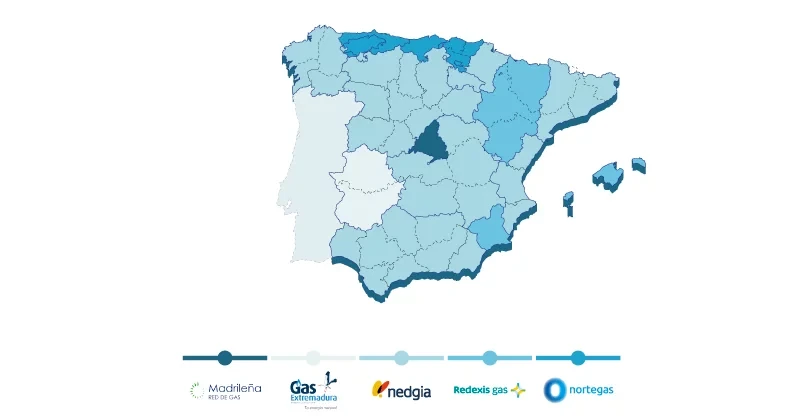 Mapa distribuidoras de gas natural