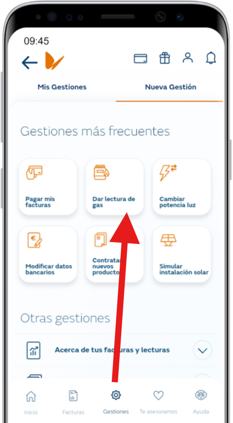 Lectura contador gas App Naturgy Clientes